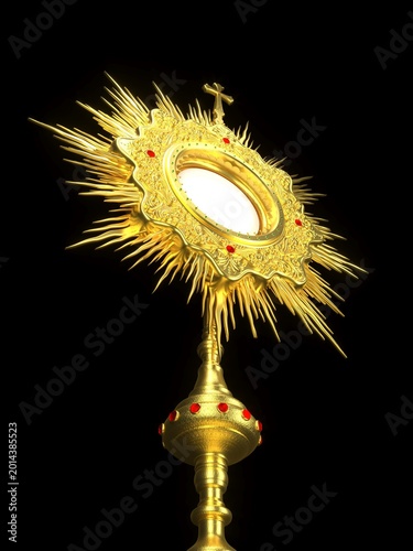 Jesus Christ in the monstrance. Sacrament of the Eucharist. Corpus Christi - 3D Illustration