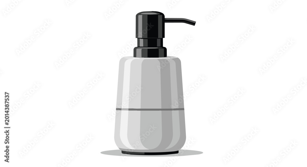 Obraz premium Modern Gray Ceramic Liquid Soap Dispenser Bottle with Black Pump Illustration