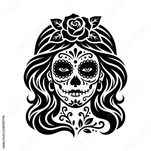 Photos Ornate Catrina Sugar Skull Woman With Flower Crown