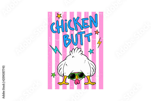 Schilderij op canvas 'Chicken Butt' Funny Joke Cartoon Sublimation Design