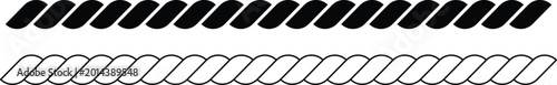 Fotografía Black horizontal twisted rope border line vector design