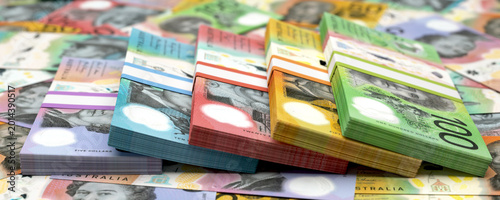 Stacks of Australian Dollar banknotes