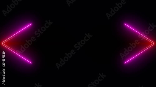 Neon yellow glowing geometric frame animation on black background, cyber style, futuristic technology, digital border, or night club visual