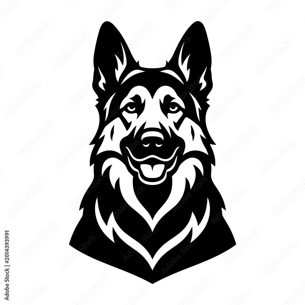 Fotografie German Shepherd front portrait silhouette
