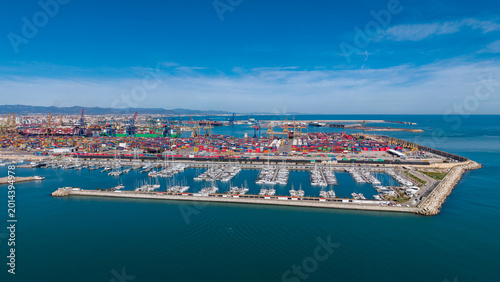 Εκτύπωση καμβά Aerial view of a major Spanish Mediterranean container port terminal showing col