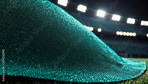 Macro Shot of Football Jersey Fabric with Stadium Lights