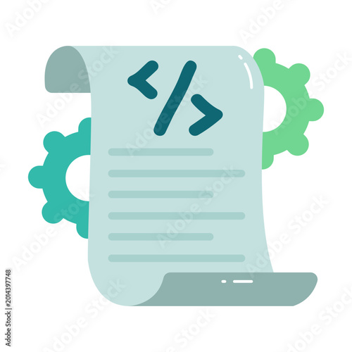 A flat design icon of coding file