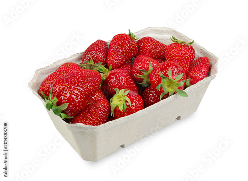 фотографія Delicious red German strawberries in sustainable cardboard packaging