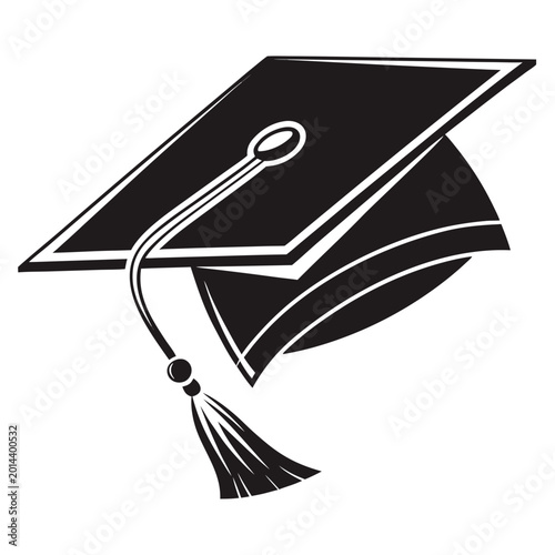 Black graduation cap with tassel on white background graduation hat