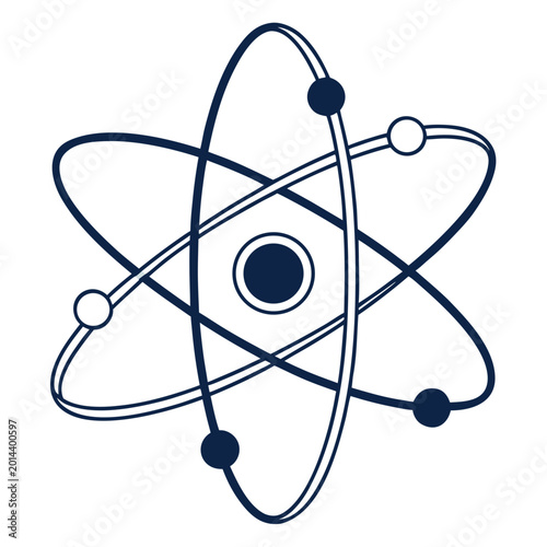 Dark blue atom symbol with white background science symbol chemistry symbol