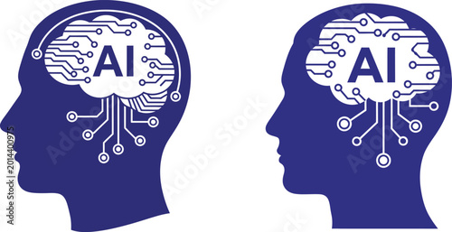 Artificial intelligence human head silhouette with circuitry