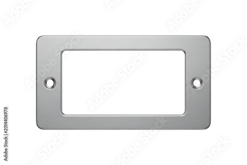Sleek Brushed Metal Label Holder Frame for Office or Industrial Identification White Background