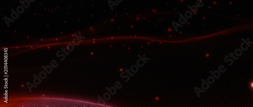 Foto Vibrant Red Cosmic Plexus: A Luminous Network of Interconnected Particles and En