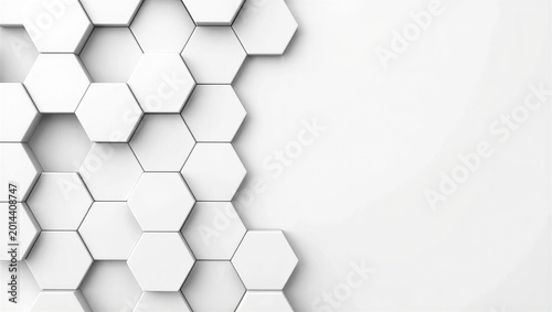 Abstract white geometric background with 3d hexagonal tiles pattern