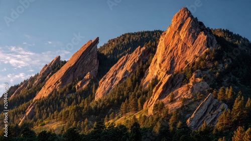 Sunset Over Flatirons Rock Formation