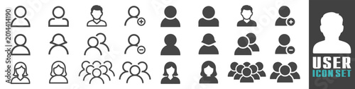 Obraz na płótnie User icon set with male and female profile symbols for social account on transpa