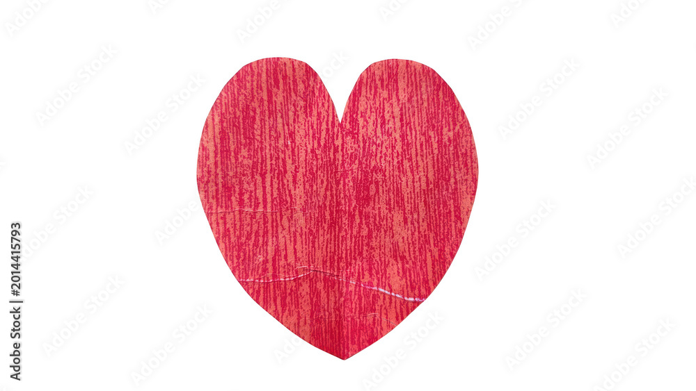 Fototapeta premium Red heart with textured pattern as a valentine symbol isolated on transparent background