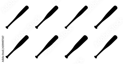 Bild auf Leinwand Black baseball bats in different angles - A clean set of black baseball bats shown in various orientations for sports or illustration use