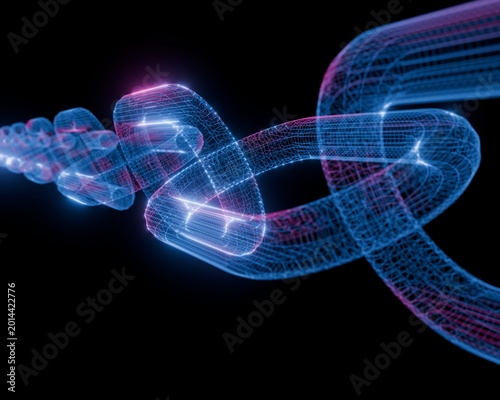 Bild auf Leinwand 3D Image of a digital blockchain concept spinning.