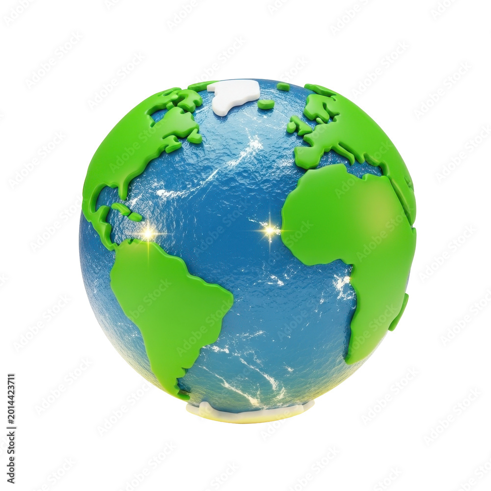 Fototapeta premium 3D Earth Globe with Glowing Highlights