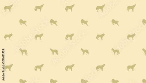 Quadro em tela Wolfpack silhouette pattern isolated on earthy light cinnamon color background graphic illustration design