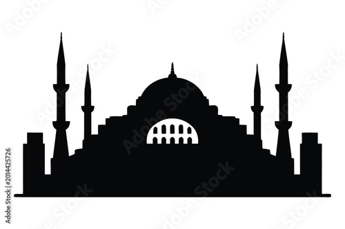 Bild auf Leinwand Hagia sophia mosque silhouette illustration with building, architecture
