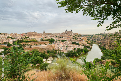 Panoramic view of Toledo city from the Mirador del Valle viewpoint, Toledo, Castilla-La Mancha, Spain.