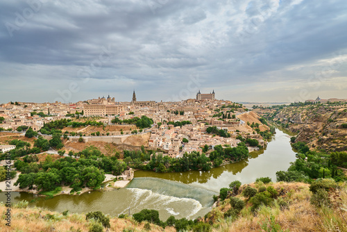 Panoramic view of Toledo city from the Mirador del Valle viewpoint, Toledo, Castilla-La Mancha, Spain.
