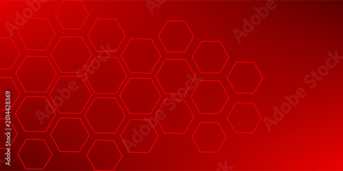 Obraz na płótnie Hexagon geometric red color neon light pattern science dark background