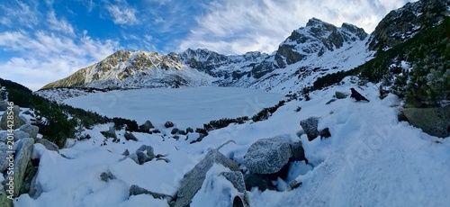 Tableau sur toile ​Winter landscape of a frozen lake in Tatra Mountains, Poland