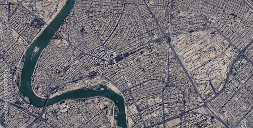Tableau sur toile Baghdad Tigris River Meander Satellite View Iraq