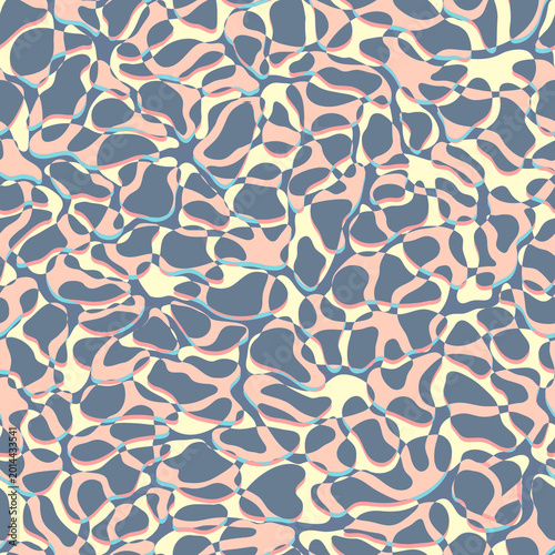 Abstract organic pattern with biomorphic shapes in calm pastel tones. Calming visual rhythm background for interior decor, wallpaper, wall panel, textile, floor tiles, furniture upholstery. 