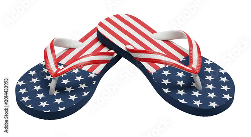 American independence day flip flops patriotic footwear with stars and stripes isolated on transparent background