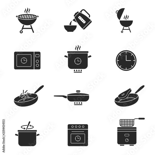 Food Preparation icons.  Semi-finished products. Vector flat illustration. White background.