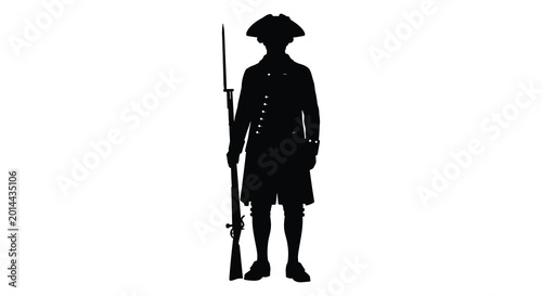 Foto Revolutionary war soldier with musket black silhouette