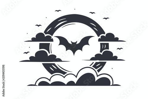 Obraz na plátně Pixel Art Black and White Haunted Moon Night Silhouette Vector Art