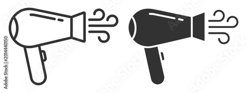 Tableau sur toile hair dryer icon set in line and solid styles on transparent background