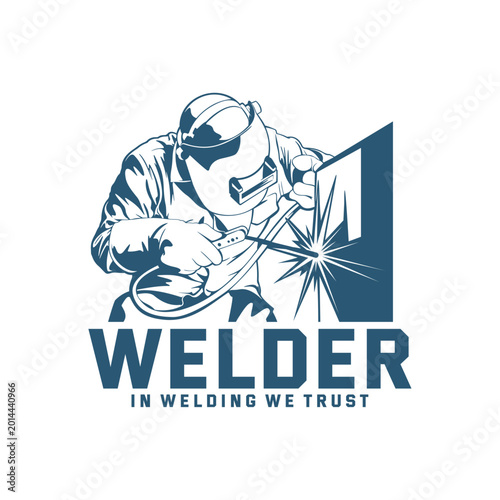 Welding logo design vector. Welder Silhouette Template Illustration.
