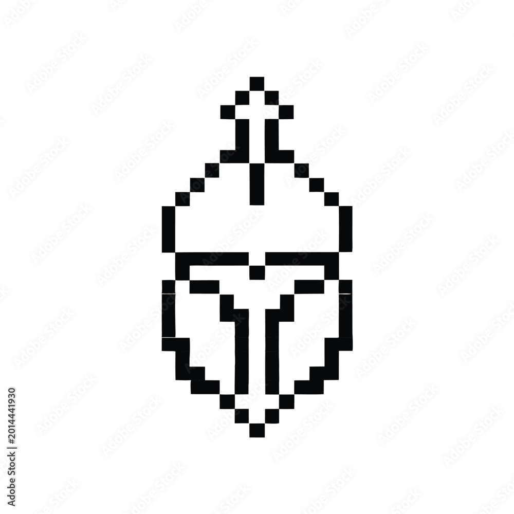 Fototapeta premium 8-bit Knight Armor Silhouette - Monochrome Retro Gaming Vector