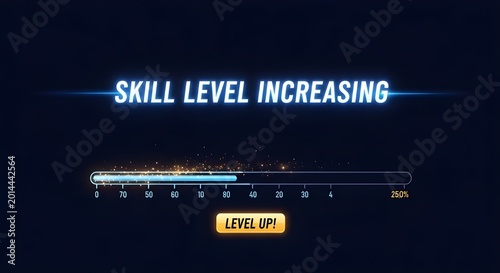 Skill level increasing progress bar with Level Up! button