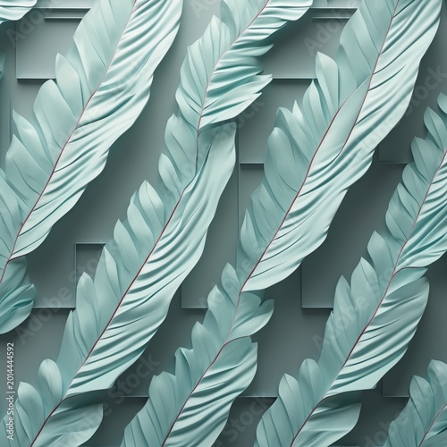 Geometric leaf vein pattern stretching across the frame in a perfectly symmetrical grid layout. Generative AI
