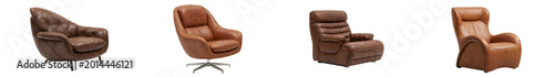 Photos set of brown leather swivel chairs on withe background PNG photo high quality''