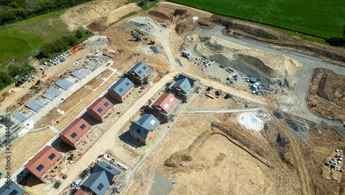 Fotografie Construction Site Aerial View at Taylor Wimpey, Ripon, UK.