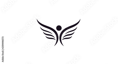 Bild auf Leinwand Abstract human figure with spread wings, minimalist logo design, symbolizing fre