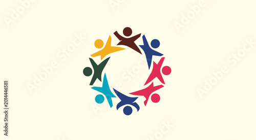 Картината върху платно Colorful People Circle Unity Logo Design