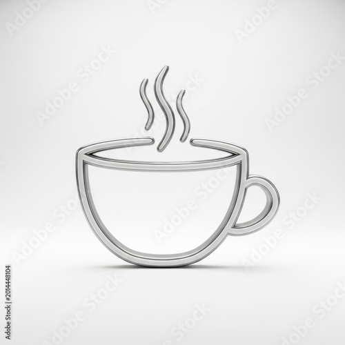 Silver Outline Coffee Cup with Steam
