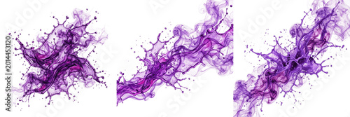 фотографія Set and collection of purple liquid splash isolated on white background