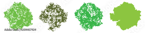 Schilderij op canvas Minimal style CAD tree top view variation set, graphics vegetation elements symbol for architecture landscape design drawing