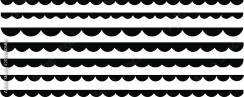 Cuadro en lienzo Black scalloped border divider and ornament edge isolated on white background