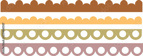Foto Scalloped border set, drawing line, lace border, cute textile frill stripe border, frame, pattern isolated